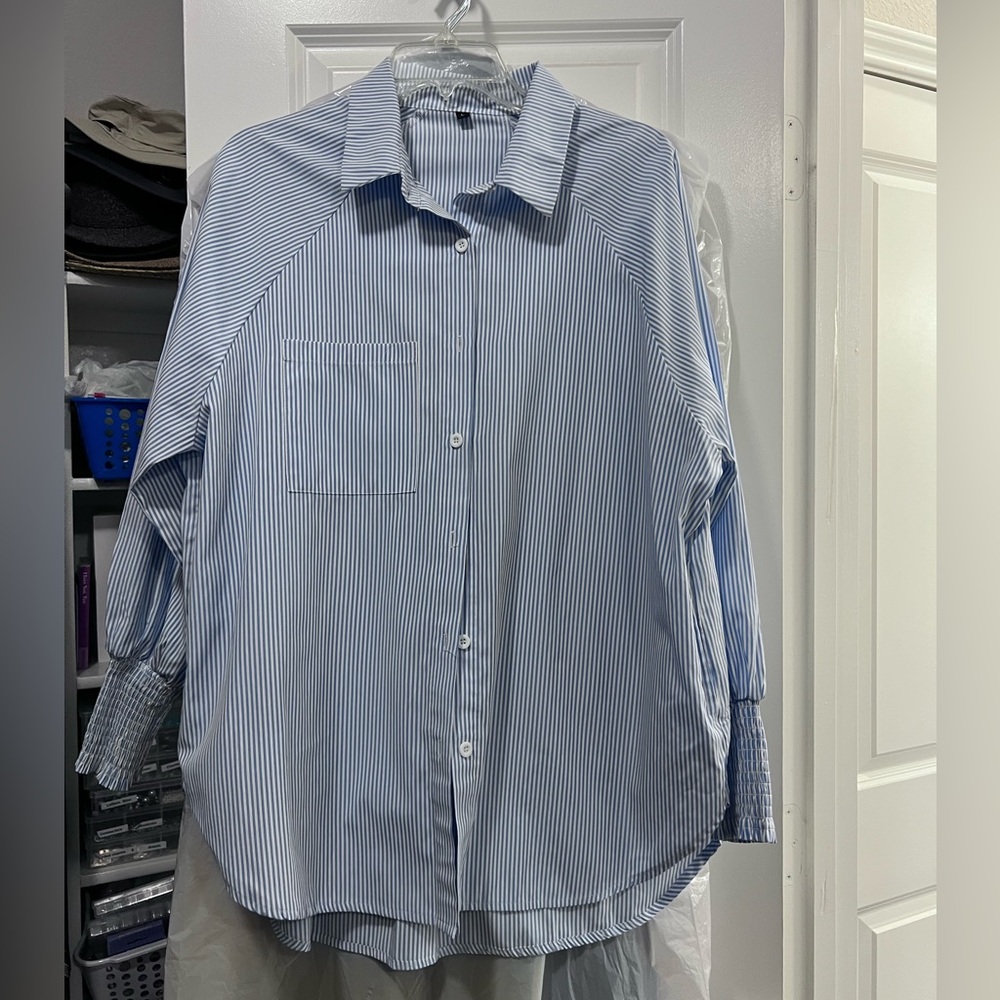 NWOT - Blue Striped Women’s Button-Up Shirt